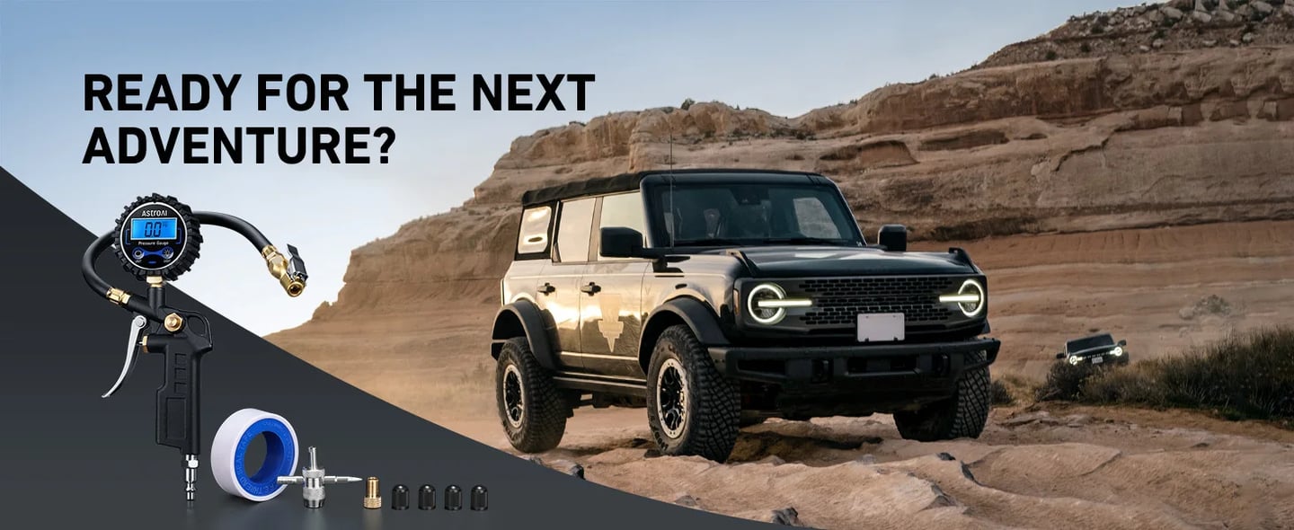 AstroAI Digital Tire Pressure Gauge with Inflator, Air Chuck, and Quick Connect Coupler, 0.1 Display Resolution, 250 PSI, 2-Pack