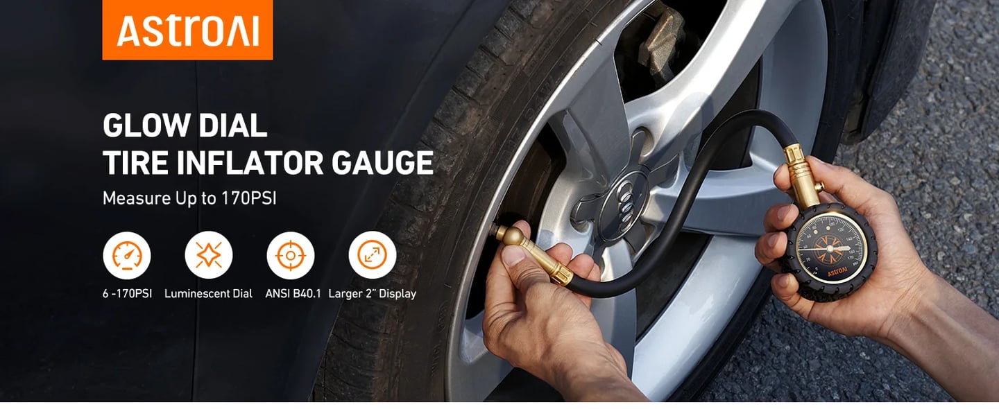 AstroAI Tire Pressure Gauge with Metal Tire Gauge Pipe, Large 2