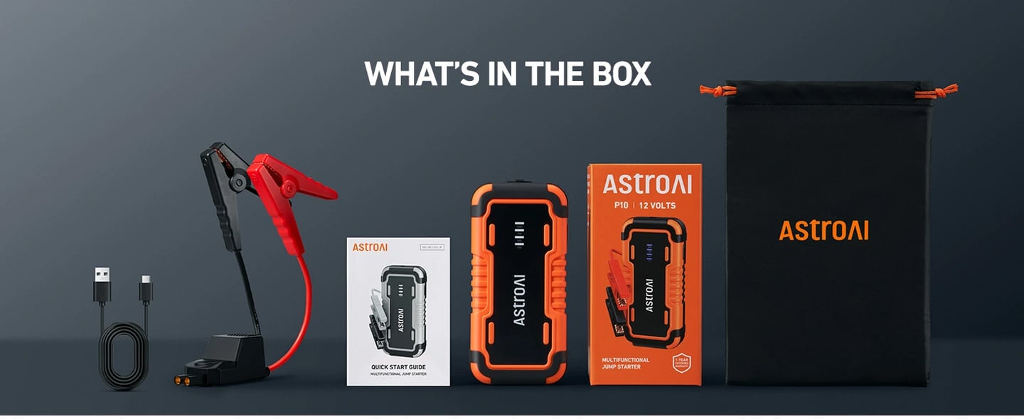 AstroAI P10 Car Battery Jump Starter, 5000A Portable Jump Starter Battery Pack for Up to 10L Gas & 8L Diesel Engines, 12V Lithium Jump Box