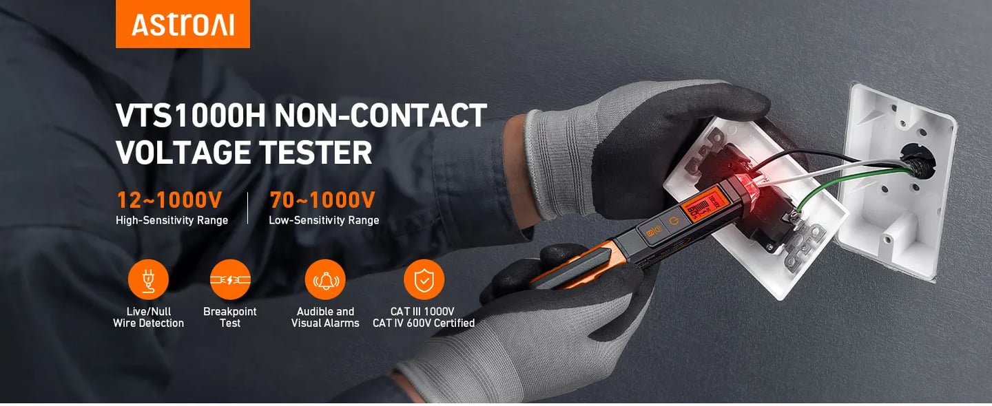 AstroAI VTS1000H Voltage Tester with Screwdriver, Non-Contact Electrical Tester