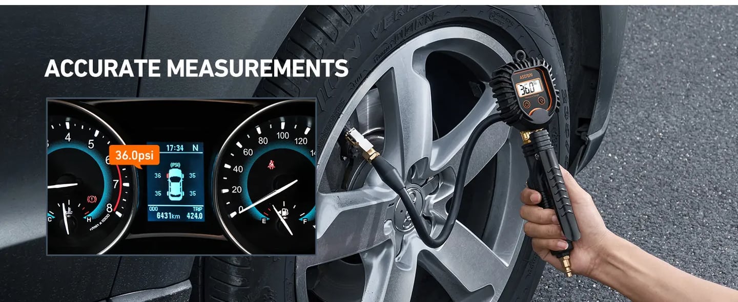 AstroAI Digital Tire Pressure Gauge with Inflator, 250 PSI Air Chuck and Compressor Accessories