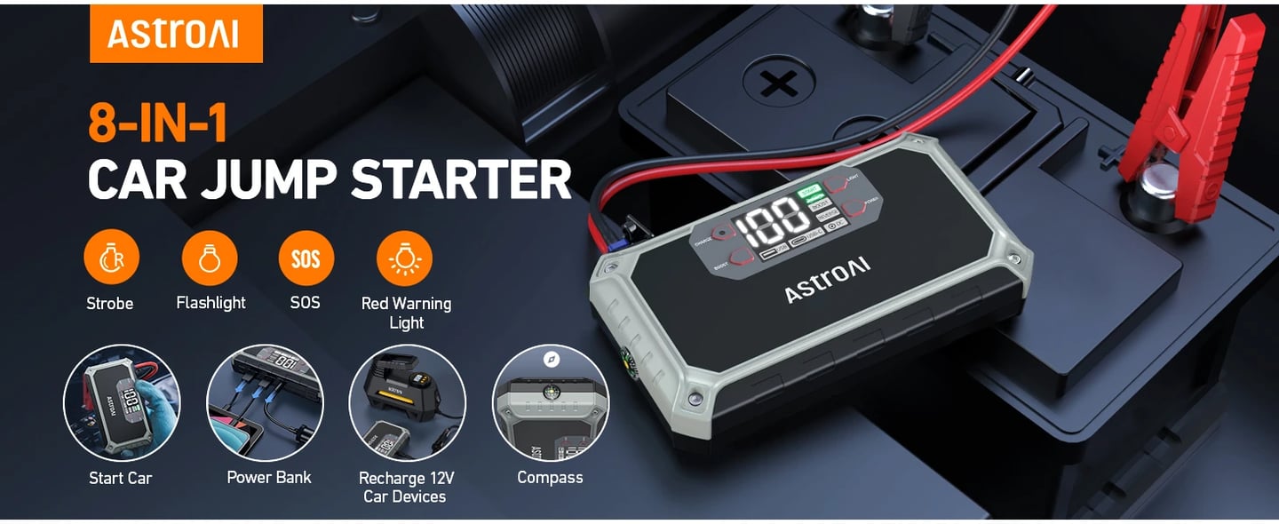 AstroAI Car Battery Jump Starter 2000A Grey