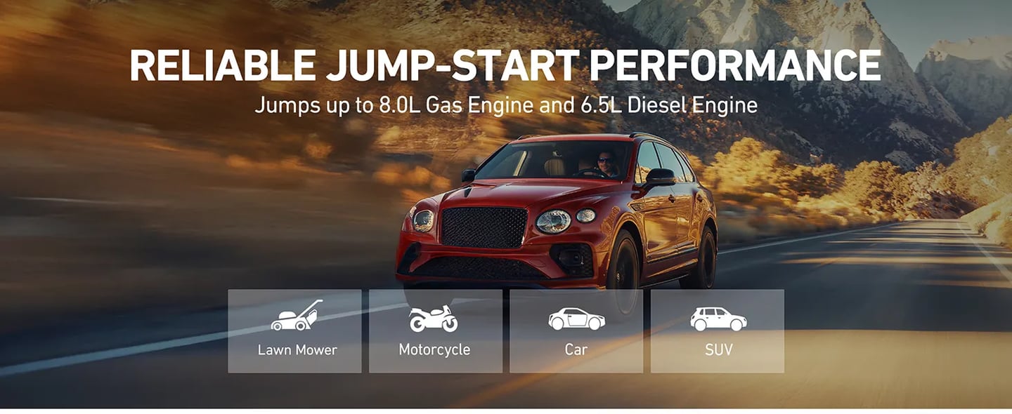 AstroAI B8 Booster Pack Jump Starter 3000A, Car Battery Booster Jump Starter for Up to 9L Gas or 7L Diesel Engine, with 3 Modes Flashlight, USB QC3.0, Jumper Cable for 12V Car and SUV, Orange