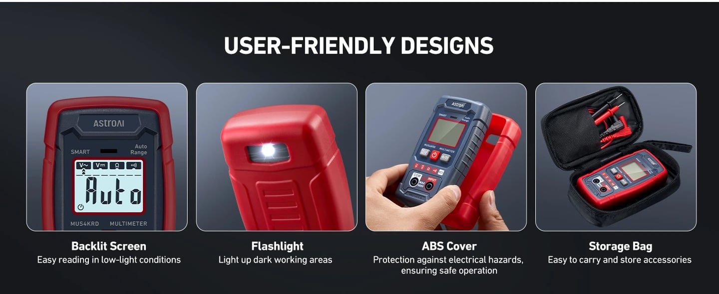 AstroAI Digital Multimeter 4000 Counts Volt Meter Electrical Multimeter Tester Auto Ranging Voltage Tester Measures AC/DC Voltage, Current, Resistance; Tests Continuity, Diode