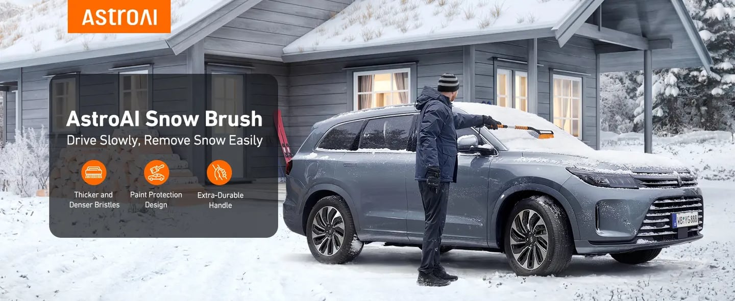 AstroAI 40 Inch Snow Brush and Detachable Ice Scraper (Orange)