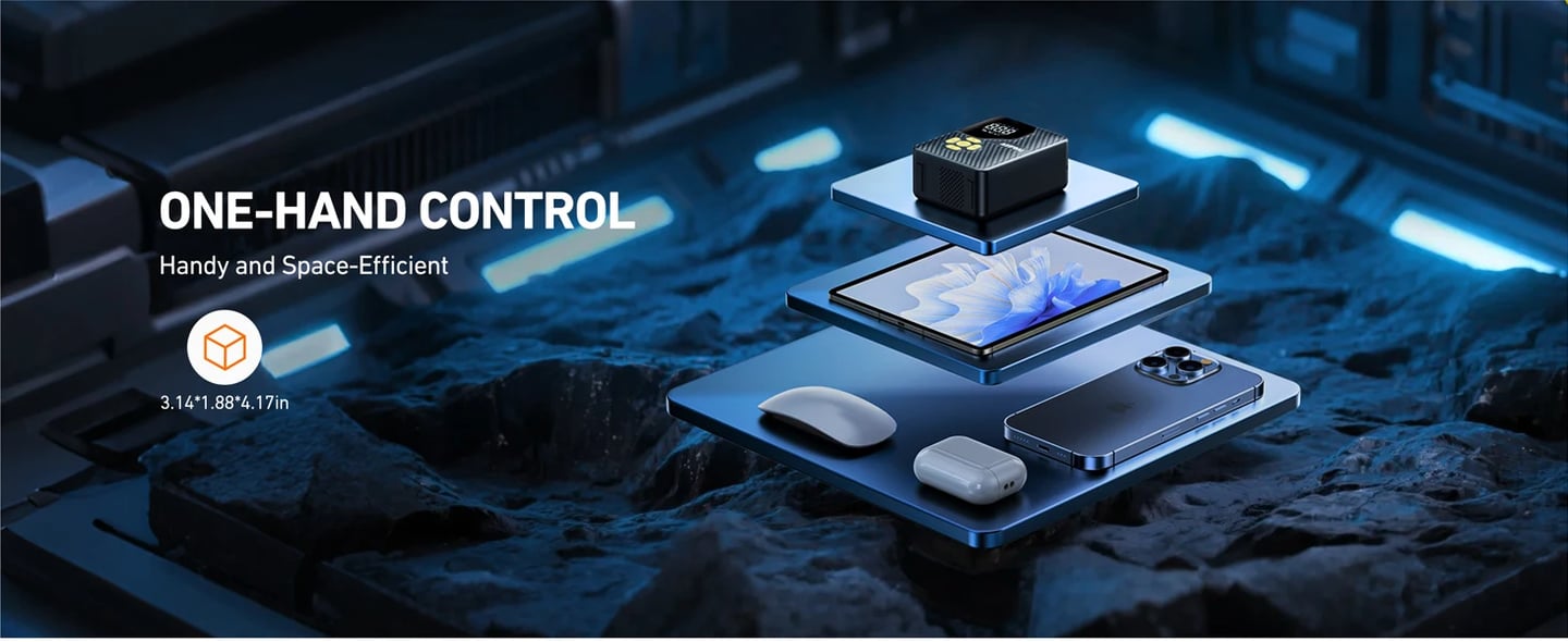 AstroAI L7 Mini Tire Inflator - 150PSI Cordless Air Pump, Auto Shut-Off, LED Light (Yellow)