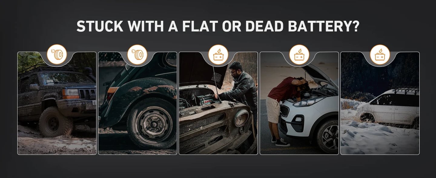 AstroAI Portable Car Jump Starter with 150 PSI Air Compressor, 1750A Battery Pack and Large LCD Display for Up to 7.5 Gas/5.0L Diesel Engines