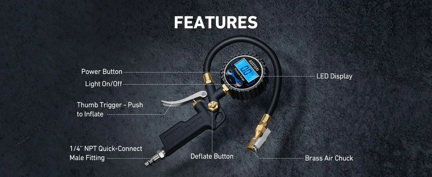 Digital Tire Inflator with Pressure Gauge 250PSI, Model 250PSI-M