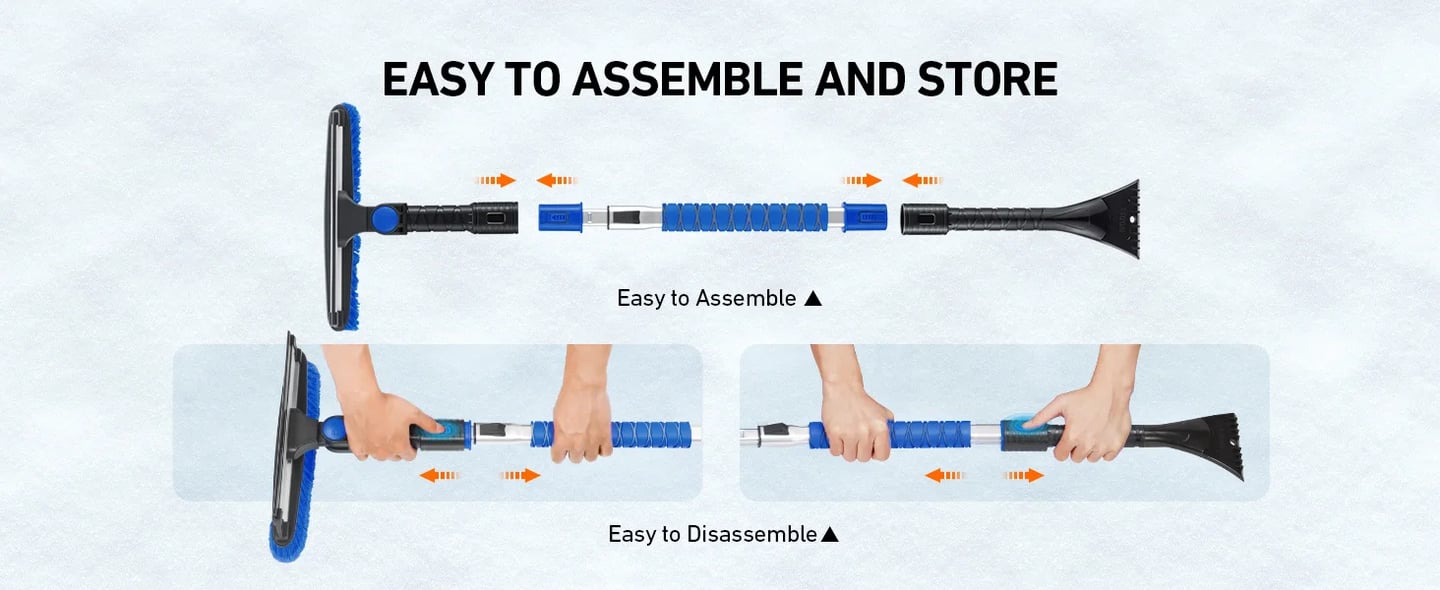 AstroAI 47.2 Inch Ice Scraper Extendable Car Snow Brush, Blue with 270degree Pivoting Brush Head