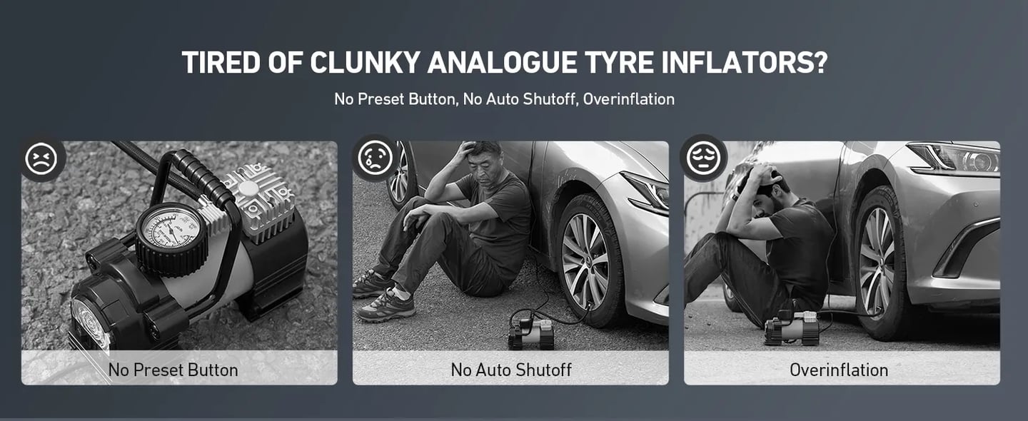 AstroAI Tyre Inflator Air Compressor 12V DC, Digital Car Tyre Pump 150 PSI, Preset Tyre Pressure & Auto Shutoff