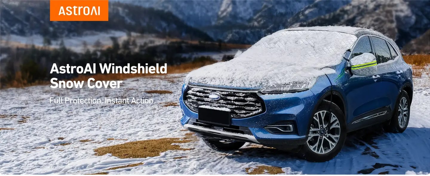 AstroAI Windshield Snow Cover, Windshield Cover for Ice and Snow 4-Layer Protection