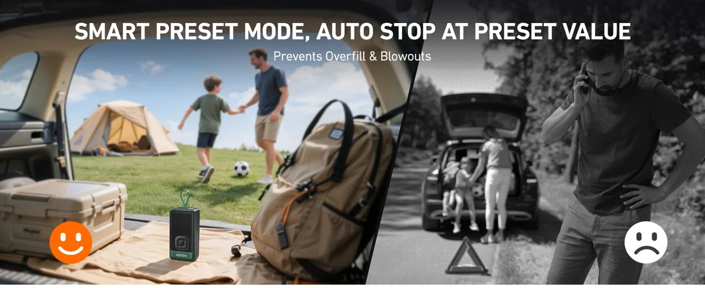 AstroAI L7 Air Tire Inflator Portable Air Compressor, 150PSI Electric Cordless Pump with Fast 1-min Inflation, Auto Shutoff, LED Light – Rechargeable for Car, SUV, Motorcycle, Bike Tires (Green)