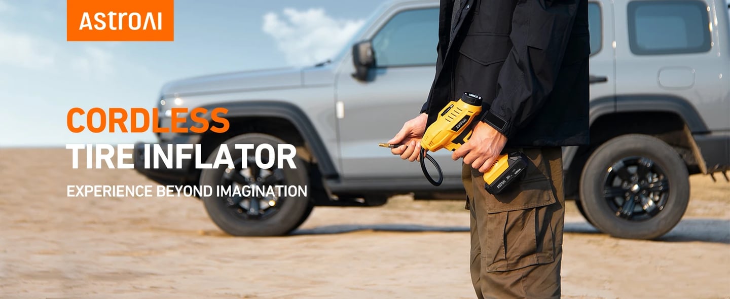 AstroAI Portable Handheld Cordless Tyre Inflator 160PSI, Air Compressor, Yellow