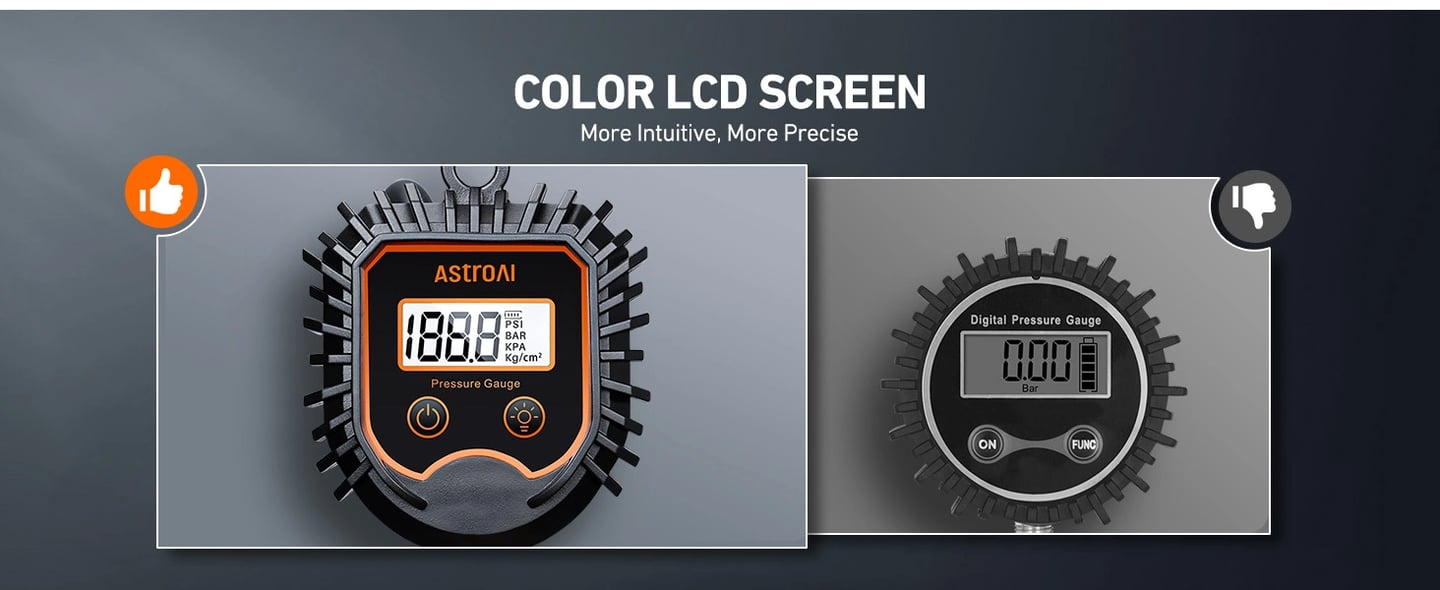 AstroAI Digital Tire Pressure Gauge with Inflator, 250 PSI Air Chuck and Compressor Accessories