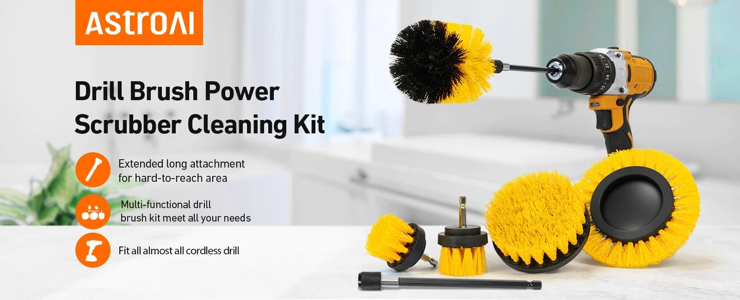 AstroAI Drill Brush Attachment Set 6Pack, Yellow