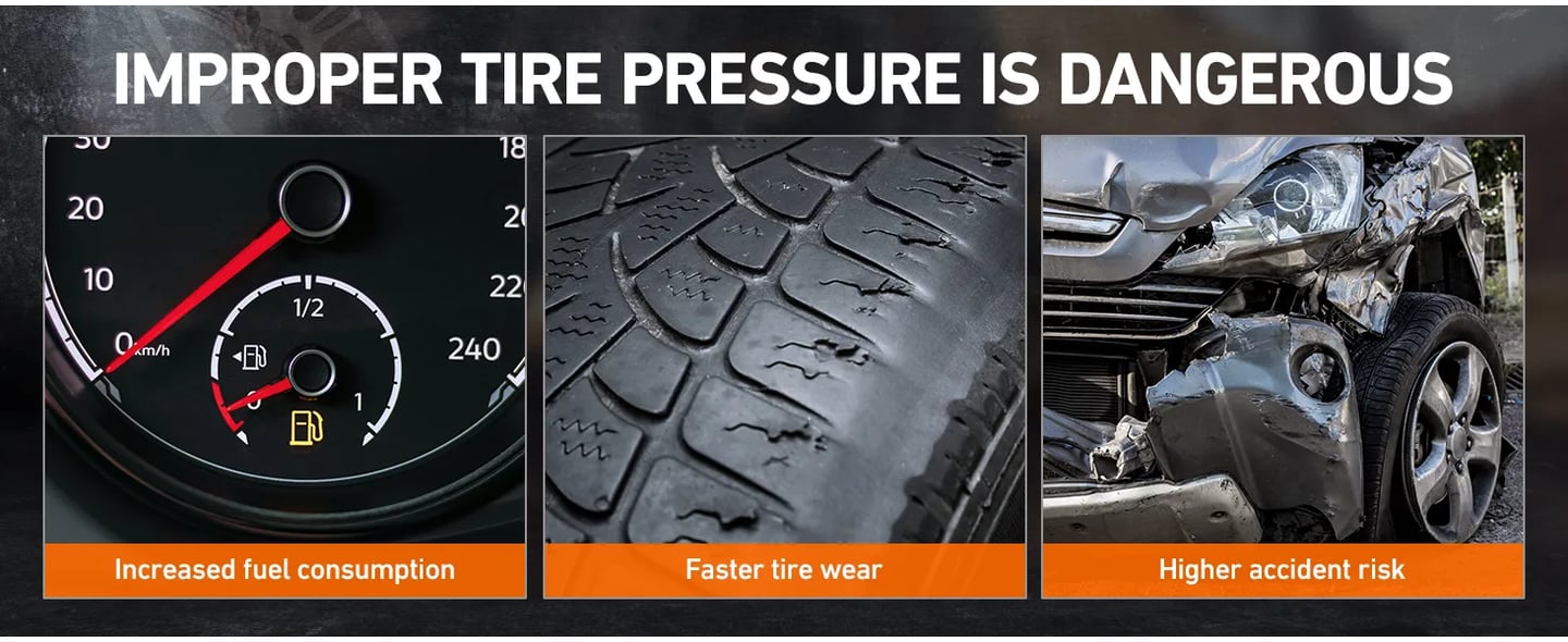 AstroAI 2024 Upgraded Tire Pressure Gauge with Inflator, 230PSI - ANSI B40.1 Accurate, Large 2.6" Easy Read Glow Dial, Extra Long Rubber Hose with 360° Air Chuck
