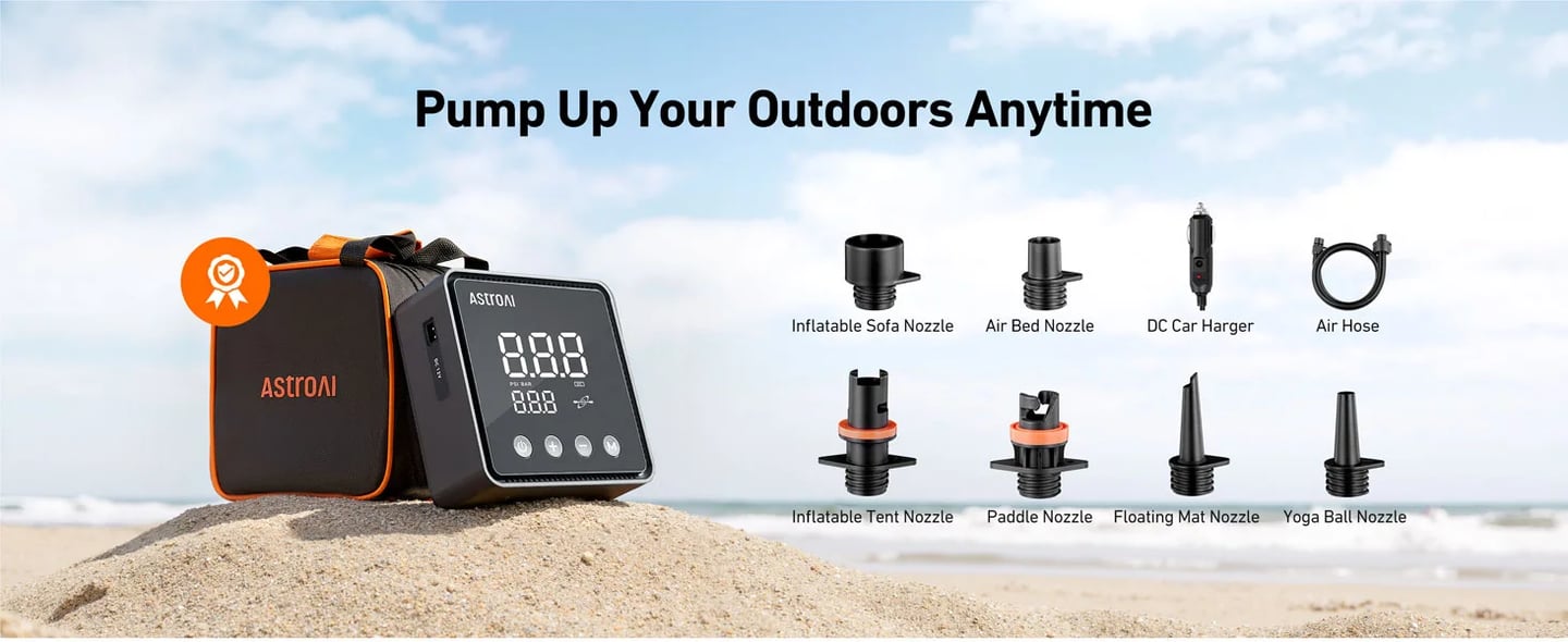 AstroAI P2 Paddle Board Pump Electric Portable,SUP Pump for Paddleboard, 20PSI Air Compressor with Auto-Off, Deflation Function and 12V DC Car Connector for Inflatables, Kayaks and Boats