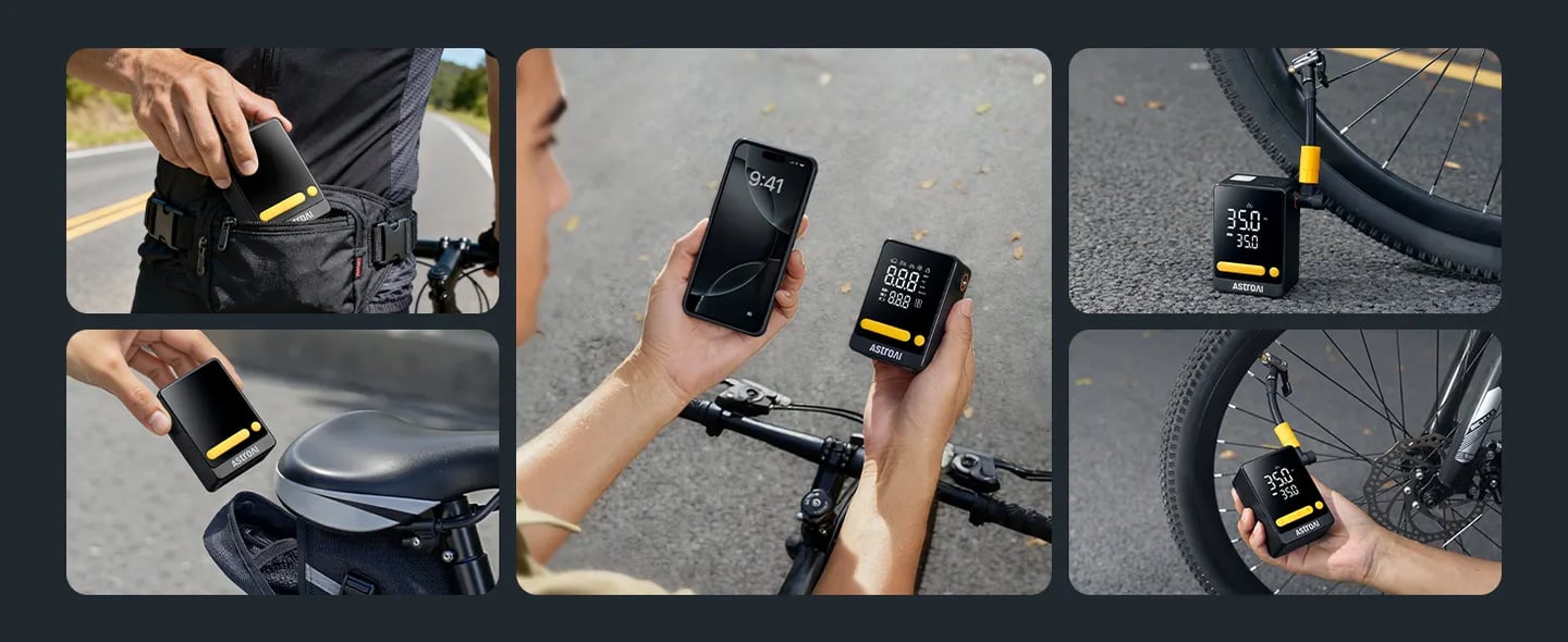 AstroAI L10 Mini Tyre Inflator Portable Air Compressor, 150PSI Air Pump for Car Tyres with Digital Pressure Gauge, Bike Tyre Pump with LED Light  for Cars, Bikes, Motorcycles, Balls