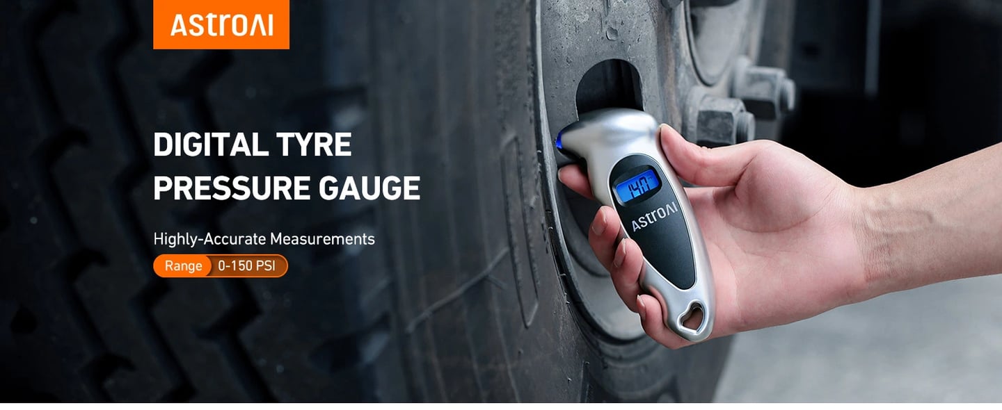 AstroAI 150 PSI Digital Tyre Pressure Gauge, Silver
