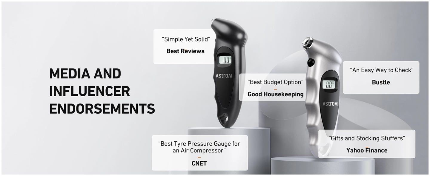 AstroAI Digital Tire Pressure Gauge with Replaceable AAA Battery & Backlit LCD & Non-Slip Grip, 4 Settings Stocking Stuffers for Car/Truck/Bicycle, 150 PSI, Brown