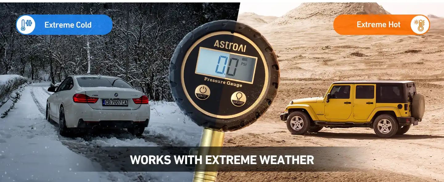 AstroAI Digital Tire Pressure Gauge 250PSI ANSI B40.7 Grade 2A (±0.5%), Tire Gauge for Tire Pressure, Solid Brass with Replaceable AAA Batteries, Rubber Hose