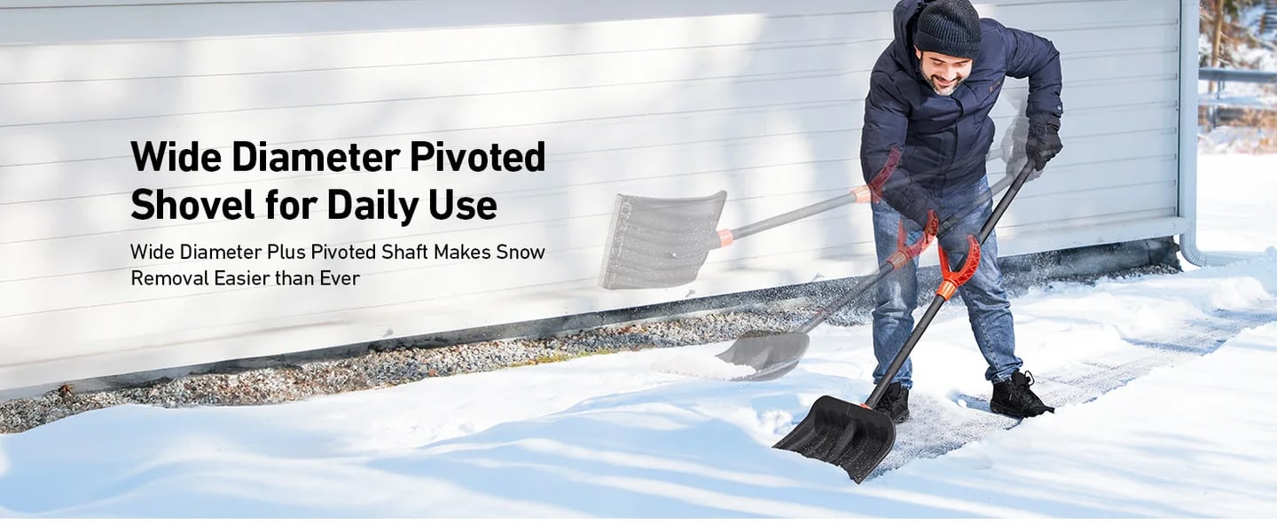 AstroAI 62" Heavy-Duty Snow Shovel with Adjustable Ergonomic D-Shape Handle, 17-Inch Wide Snow Shovel for Car with Reinforced Aluminum Metal Blade, Yard