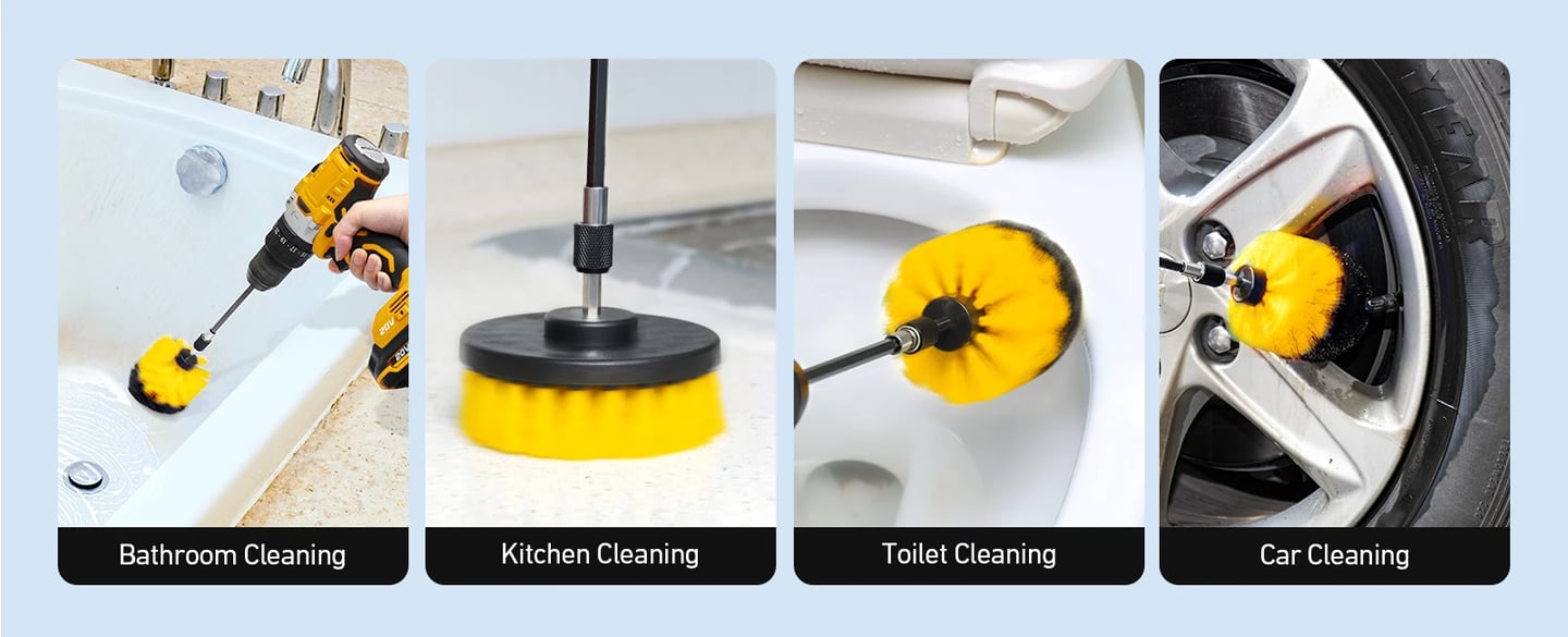 AstroAI Drill Brush Attachment Set 6Pack, Yellow