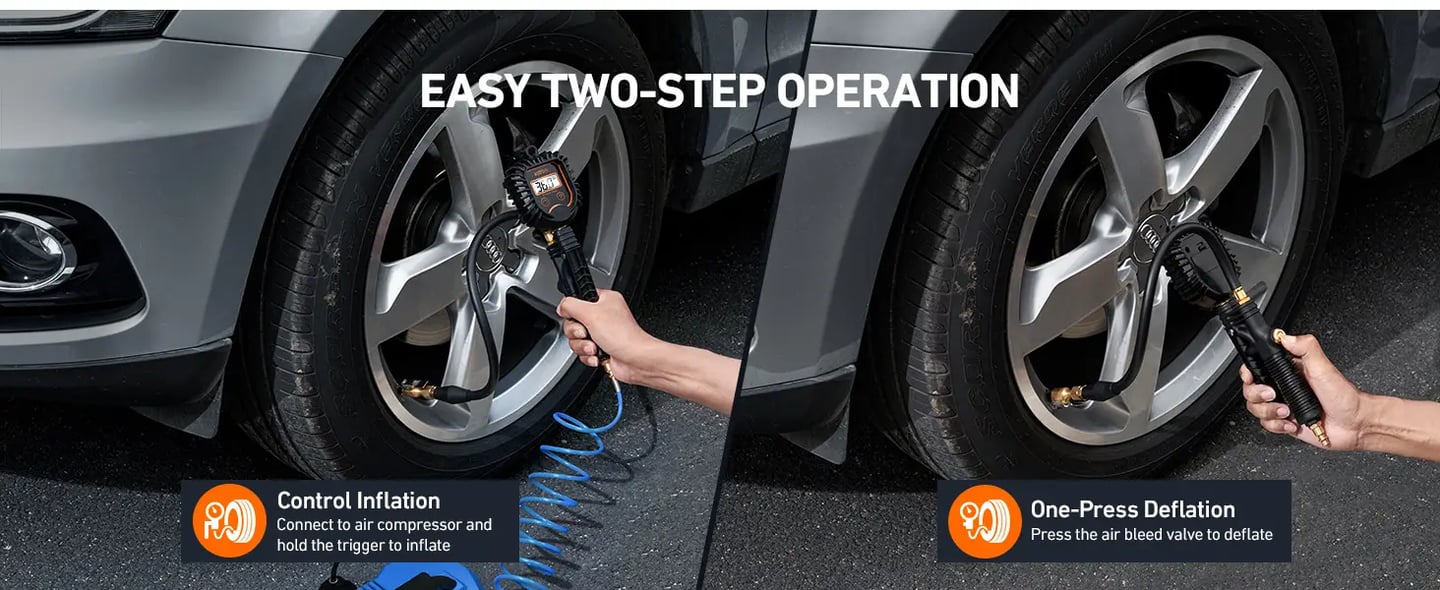 AstroAI Digital Tire Pressure Gauge with Inflator, 250 PSI Air Chuck and Compressor Accessories