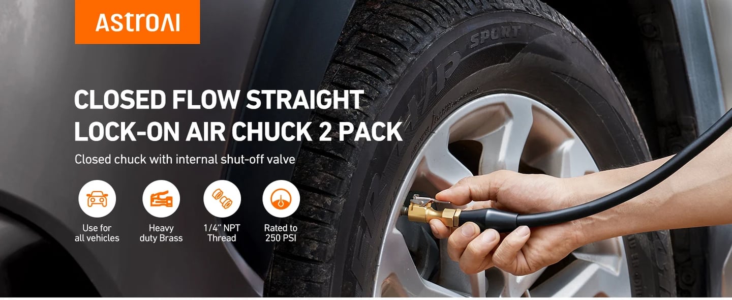 AstroAI Air Chuck, Heavy Duty Closed Flow Lock
