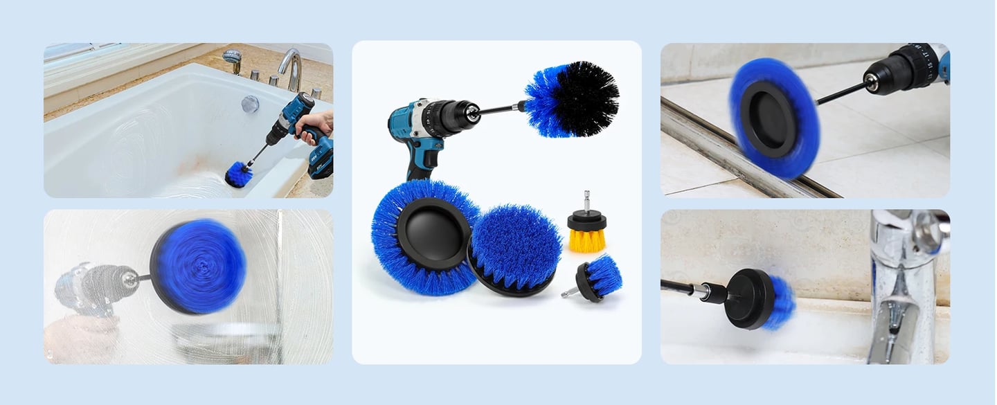 AstroAI Drill Brush Attachment Set 6Pack, Blue