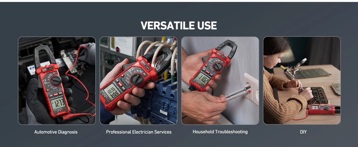 AstroAI Digital Clamp Meter Multimeter 4000 Counts Auto-ranging Amp Tester Measuring AC/DC Voltage & Current, Resistance, Capacitance, Frequency, Continuity, Live Wire Test, NCV Detection, Black