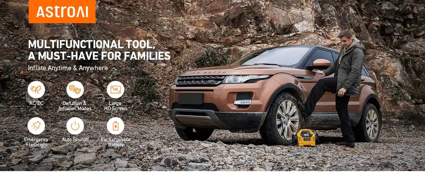 AstroAI Multifunctional Air Compressor Heavy Duty 160PSI Portable Car Tyre Pump