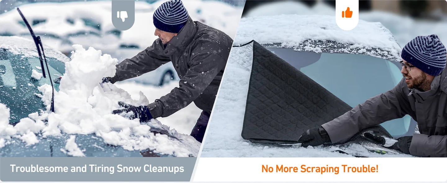 AstroAI Windshield Snow Cover, Windshield Cover for Ice and Snow 4-Layer Protection