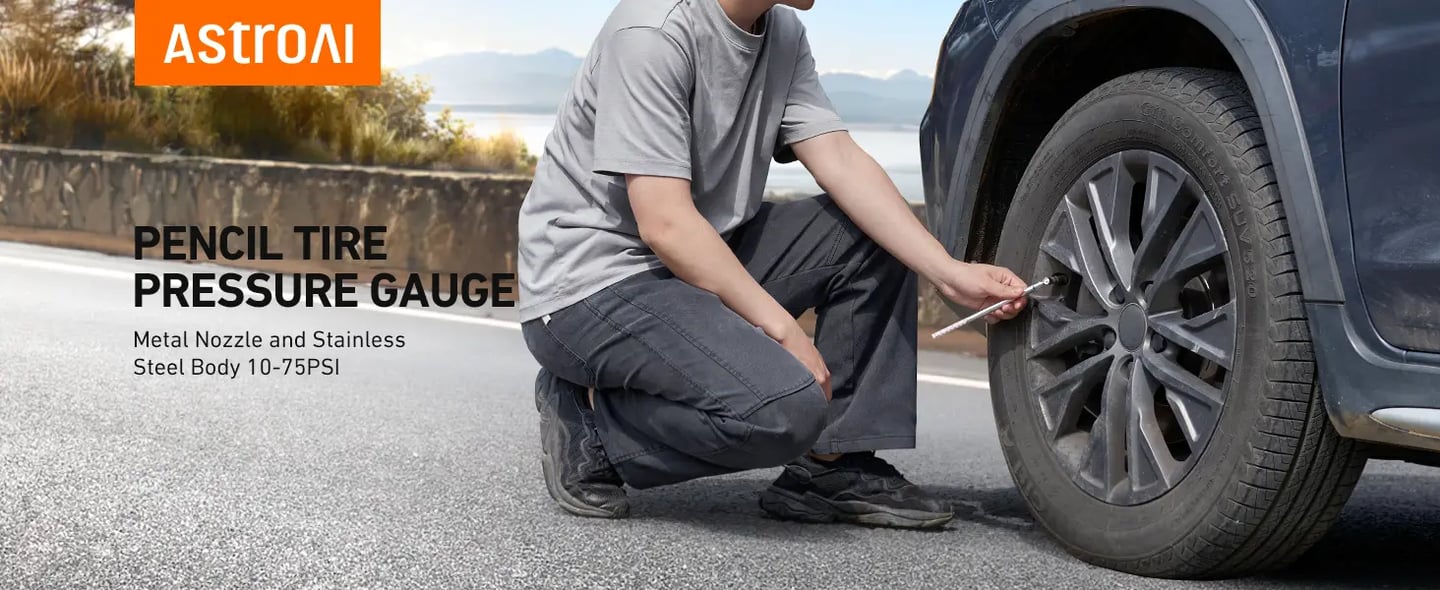 AstroAI Pencil Tire Pressure Gauges 10-75PSI, 2 Pack