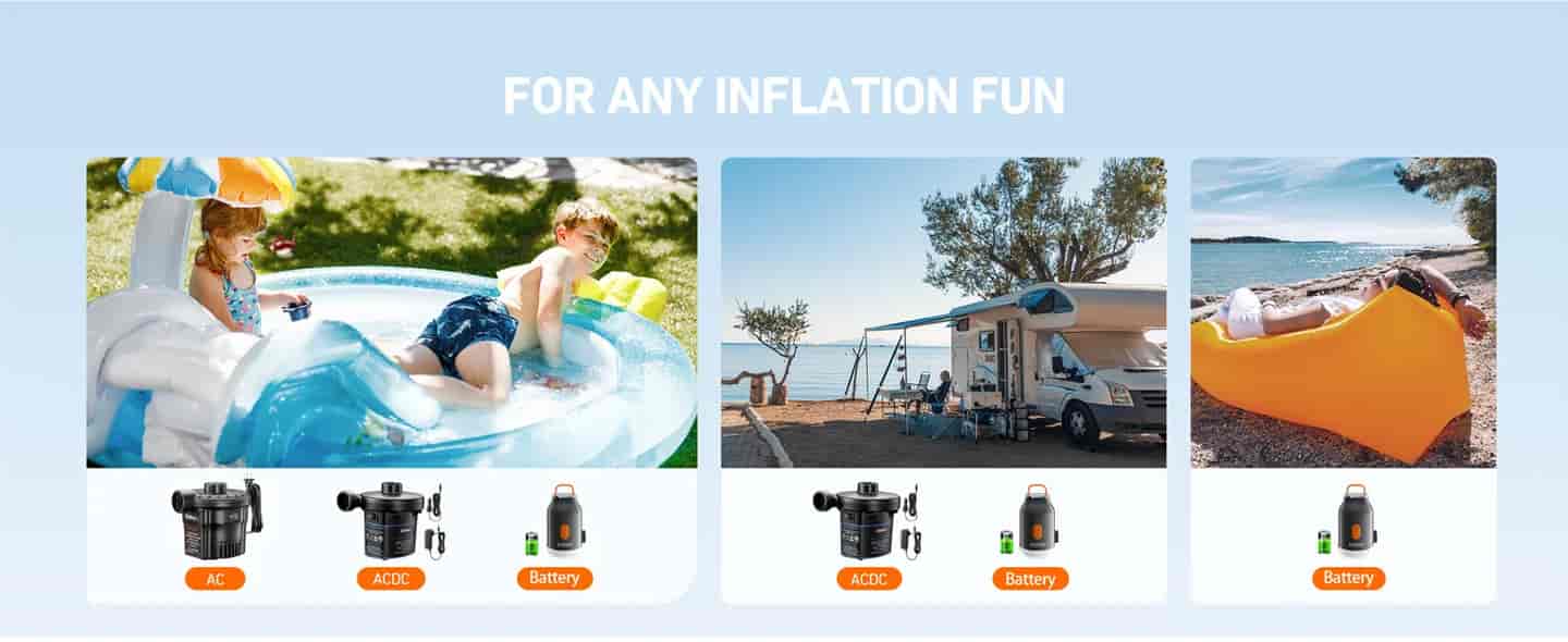 AstroAI Mini Air Pump for Inflatable, Air Mattress Pump with Rechargeable 3000mAh Battery to Inflate Deflate, Electric Air Pump (Gray)