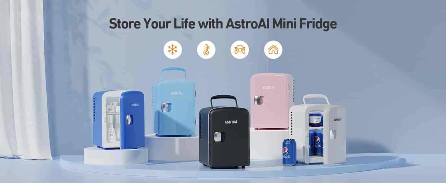 AstroAI Pink Mini Fridge for Skincare, Beverage, Food, Home, Office and Car, 4 Liter/6 Can, AC/DC, ETL Listed