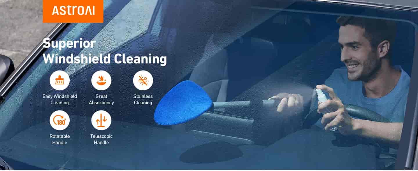 AstroAI Microfiber Car Windshield Cleaner Blue