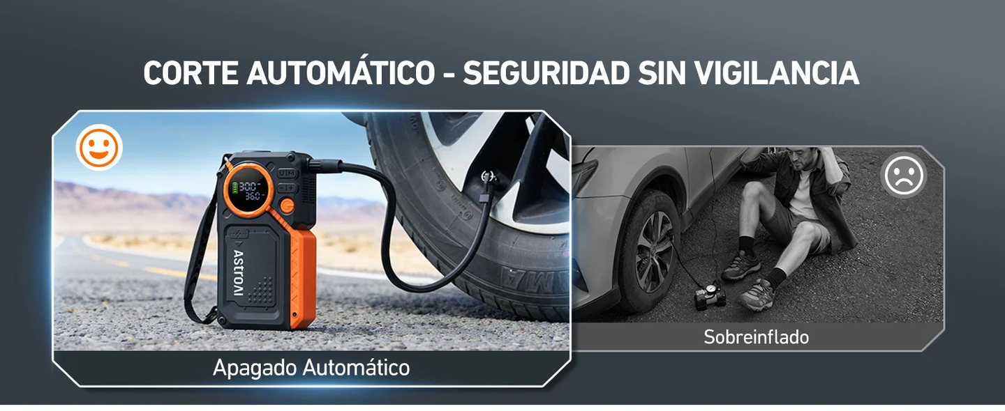 AstroAI Arrancador de Batería de Coche 8000A con Compresor Aire, Arrancador Coche Prtatil con Inflador de 150 PSI, Jump Starter 12V, con Pantalla LED y Luz de Emergencia