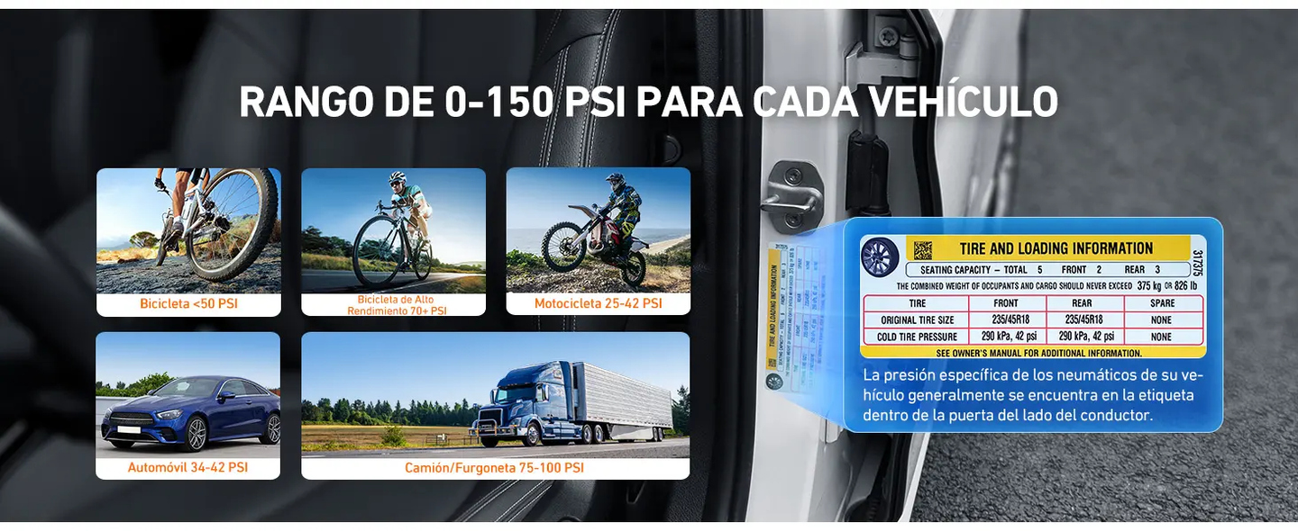 AstroAI Manómetro Digital de Presión Aire Pantalla con Luz 0-10 Bares