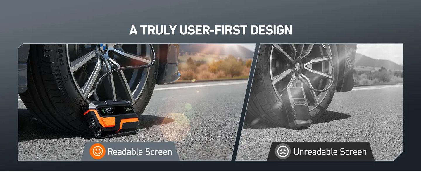 AstroAI 6000A and 150PSI Car Battery Booster Jump Starter Tyre Inflator, Jump Starter Power Pack with Air Compressor, for 12V Vehicles (10L Petrol/8L Diesel), Intuitive LED Screen, Full Accessory Kit