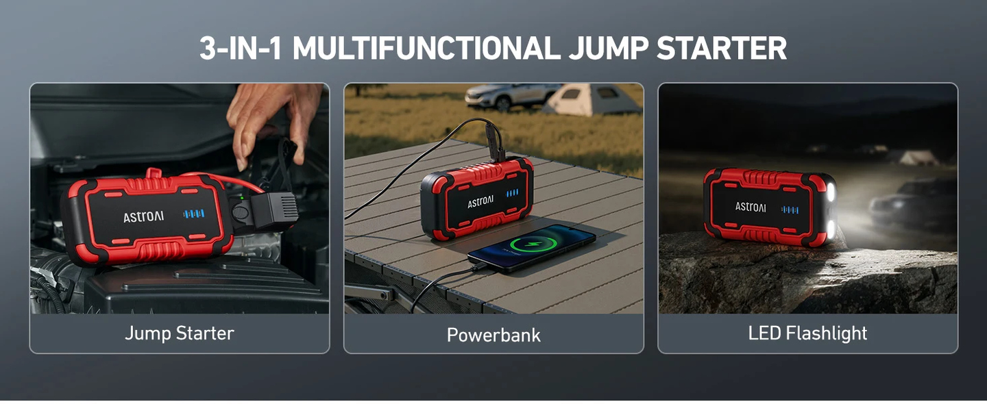 AstroAI P8 Arrancador de Baterias de Coche 8000A, 12V Arrancador de Coches Portatil (para 8.0L Disésel o 10.0L Gas), Naranja