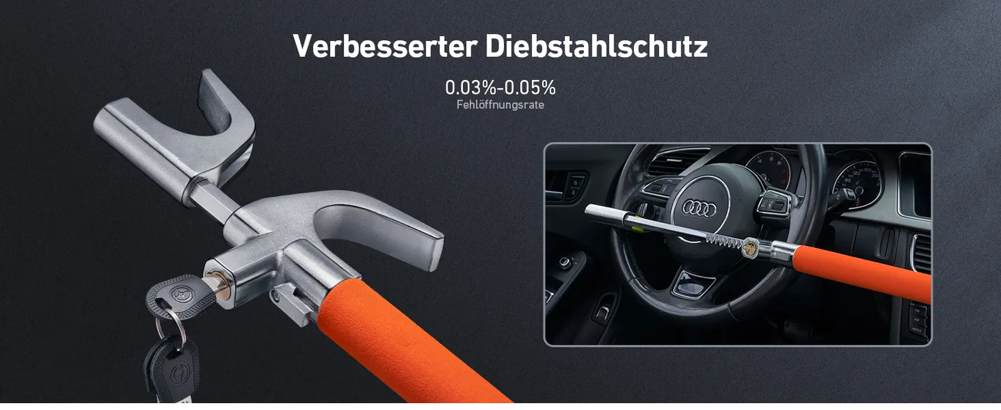 AstroAI Lenkradkralle, Lenkradschloss für Auto, Wegfahrsperre Auto, Einstellbare Diebstahlsicherung mit 3 Schlüsseln für Autos/SUV/LKW Universal