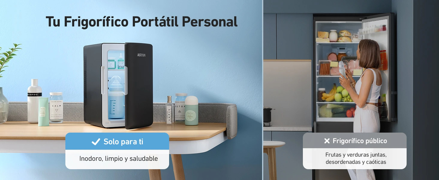 AstroAI Mini Refrigerador, Nevera 6L, Mini Frigobar, Refigerador Pequeña 12V/110V, AC/DC, Neveras Pequeña para Habitación, Coche, Viaje