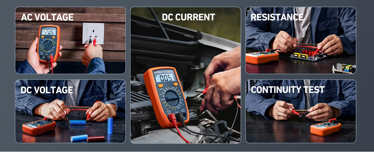 AstroAI Digital Multimeter Tester with Capacitance, 2000 Counts DC AC Voltmeter and Ohm Volt Amp Meter; Measures Voltage, Current, Resistance, Capacitance, Continuity and Diode, Orange