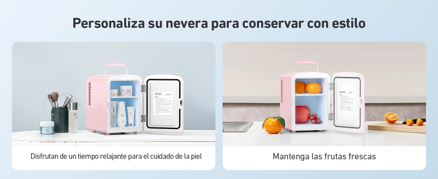 AstroAI Mini Refrigerador4L 6 Latas de Refrescos (Rosa)