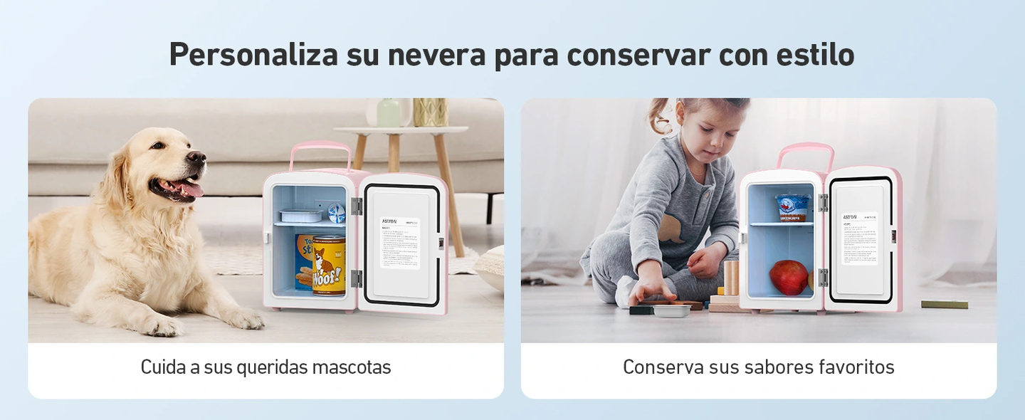 AstroAI Mini Refrigerador4L 6 Latas de Refrescos (Rosa)