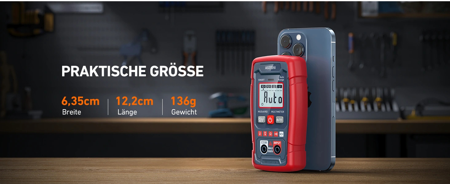 AstroAI Multimeter voltmeter 4000 Counts, Smart Messmodus, Digital Voltmeter mit automatischer Bereichswahl, Schnelle präzise Messung von Gleichspannung, Wechselspannung, Widerstand