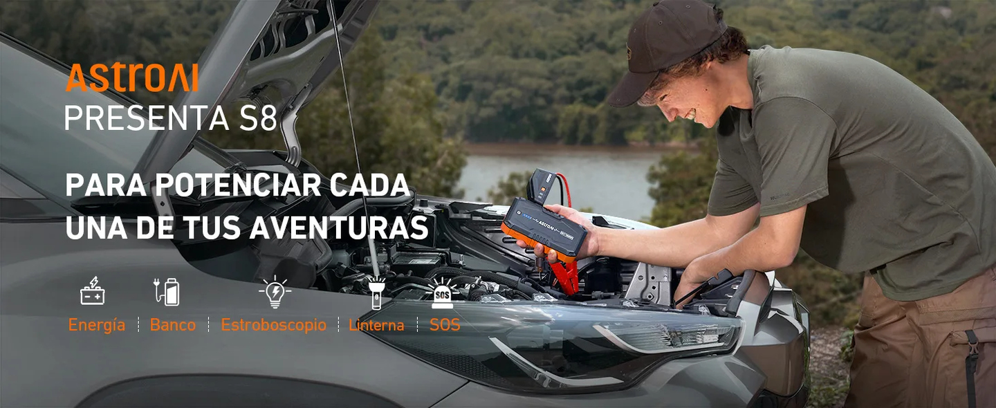 AstroAI Arrancador de Batería de Coche Portátil, Cargador de Batería de Auto para Motores de Gasolina de hasta 6,0L y Motores Diesel de hasta 3,0L, Jump Starter