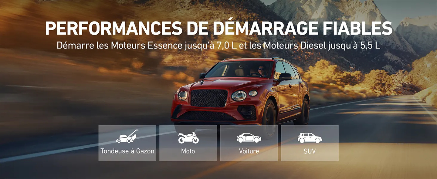 AstroAI B8 Booster Batterie Voiture, Démarreur Batterie Voiture Portable 12 V (pour 5,5 L Diesel ou 7,0 L Essence), avec Protection Intelligente et Lumière LED pour Moto, Orange