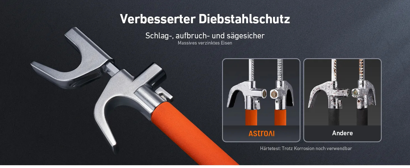 AstroAI Lenkradkralle, Lenkradschloss für Auto, Wegfahrsperre Auto, Einstellbare Diebstahlsicherung mit 3 Schlüsseln für Autos/SUV/LKW Universal